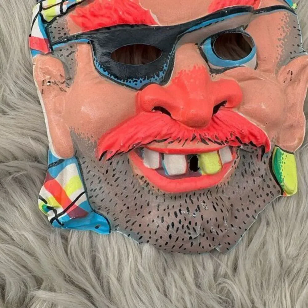 1970's VINTAGE BEN COOPER HALLOWEEN Plastic Mask‎ Ugly Pirate Bearded Man RARE